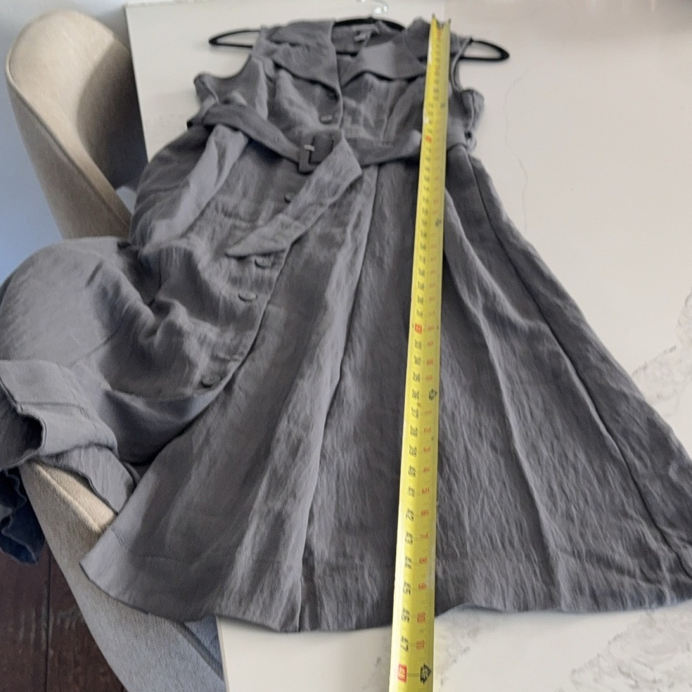A New Day Gray Belted Button Front Midi Shirt Dress Women's Sz S - Picture 12 of 14